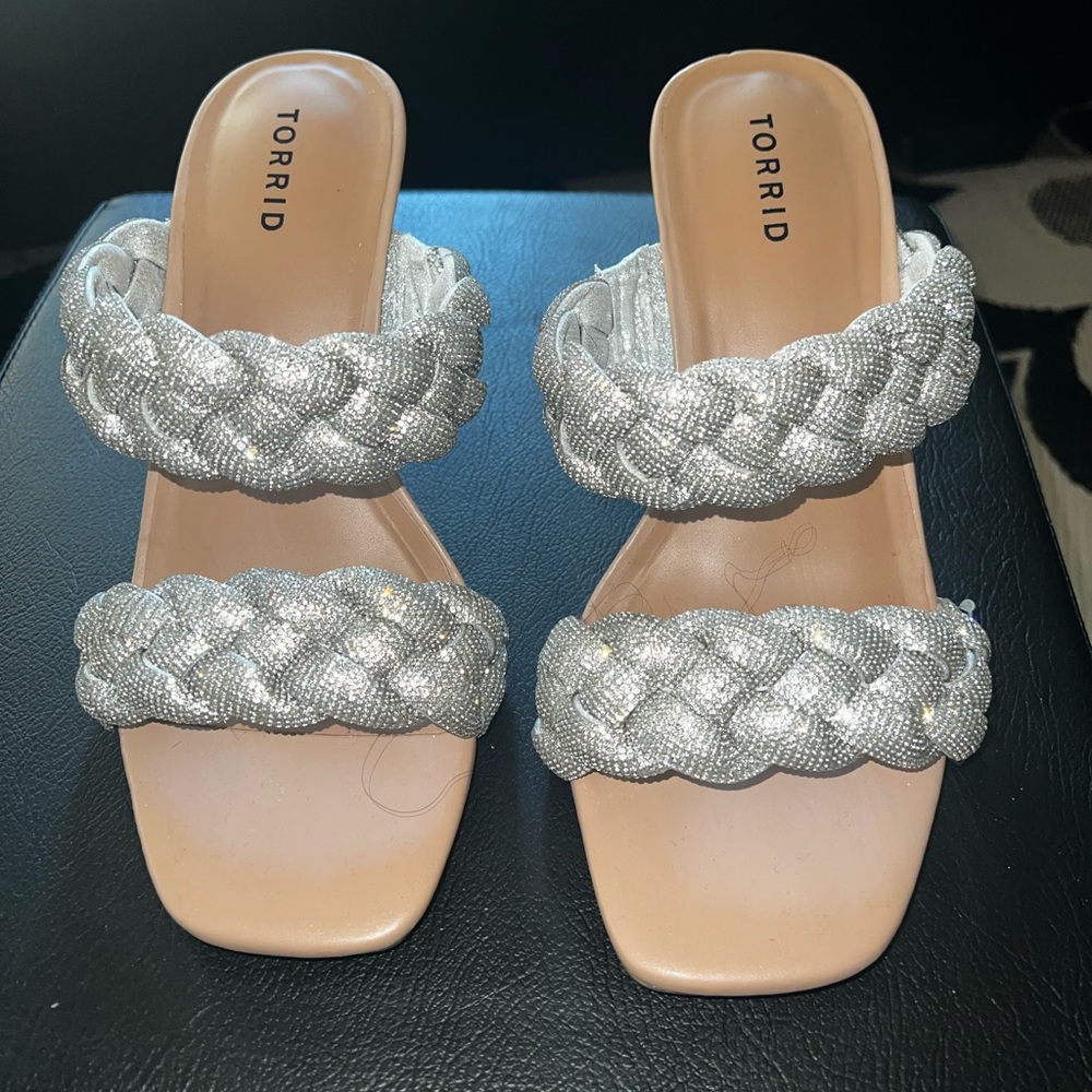 Sparkly thick woven heels-Torrid